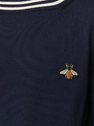 bee embroidered boat neck sweater展示图