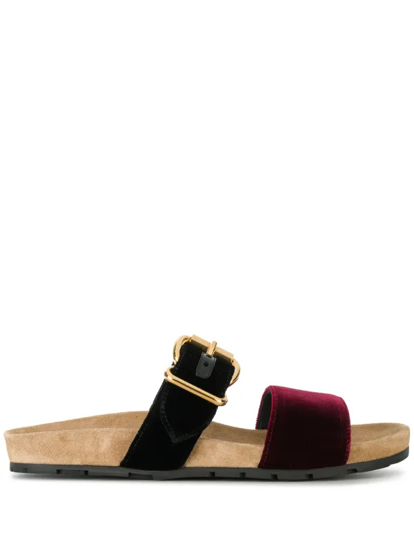 prada velvet slip on sandals