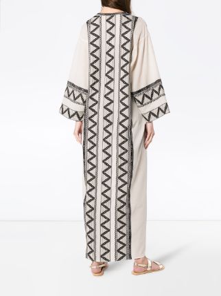 zig zag embroidered cotton kaftan jacket展示图