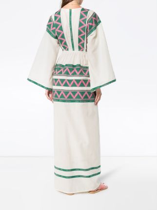 V-neck zig zag embroidered kaftan dress展示图