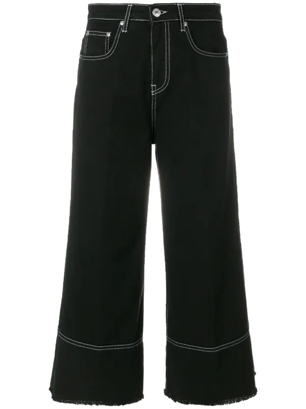 black cropped flare jeans