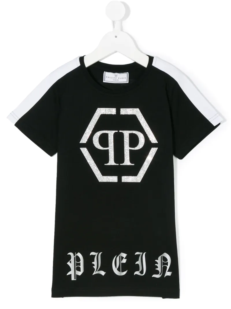 Philipp Plein Junior футболка с принтом логотипа с заклепками