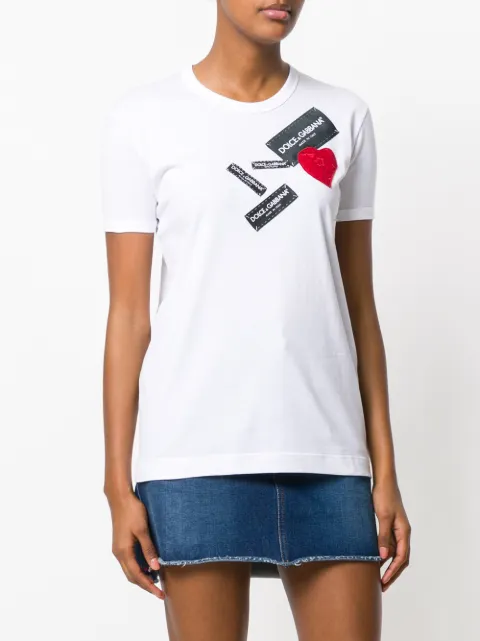 Shop Dolce \u0026 Gabbana heart logo patch T 