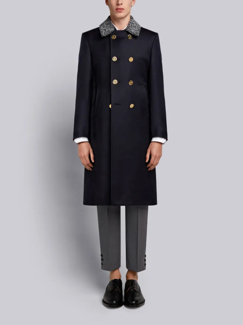 Fur Top Pintuck Cavalry Twill Chesterfield Overcoat Thom Browne Official