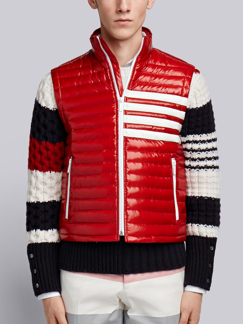 4Bar Quilted Down Satin Tech Vest Thom Browne Official