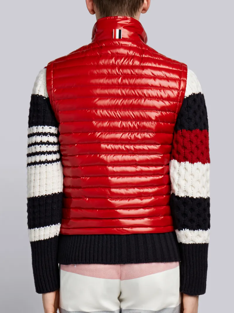 4Bar Quilted Down Satin Tech Vest Thom Browne Official