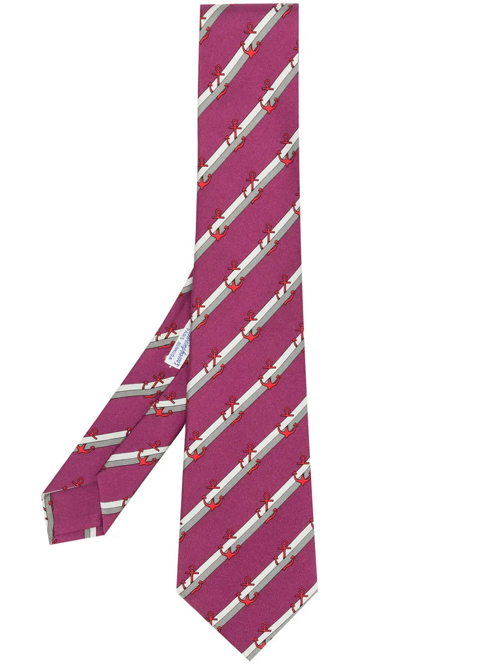 

Hermès pre-owned striped anchor patterned tie - Rojo