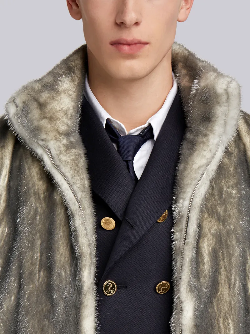 Painted Mink Fur Funnel Collar Jacket 