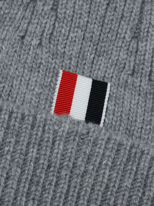 Thom Browne 4-Bar Ribbed Beanie | Grey | FARFETCH display picture 3
