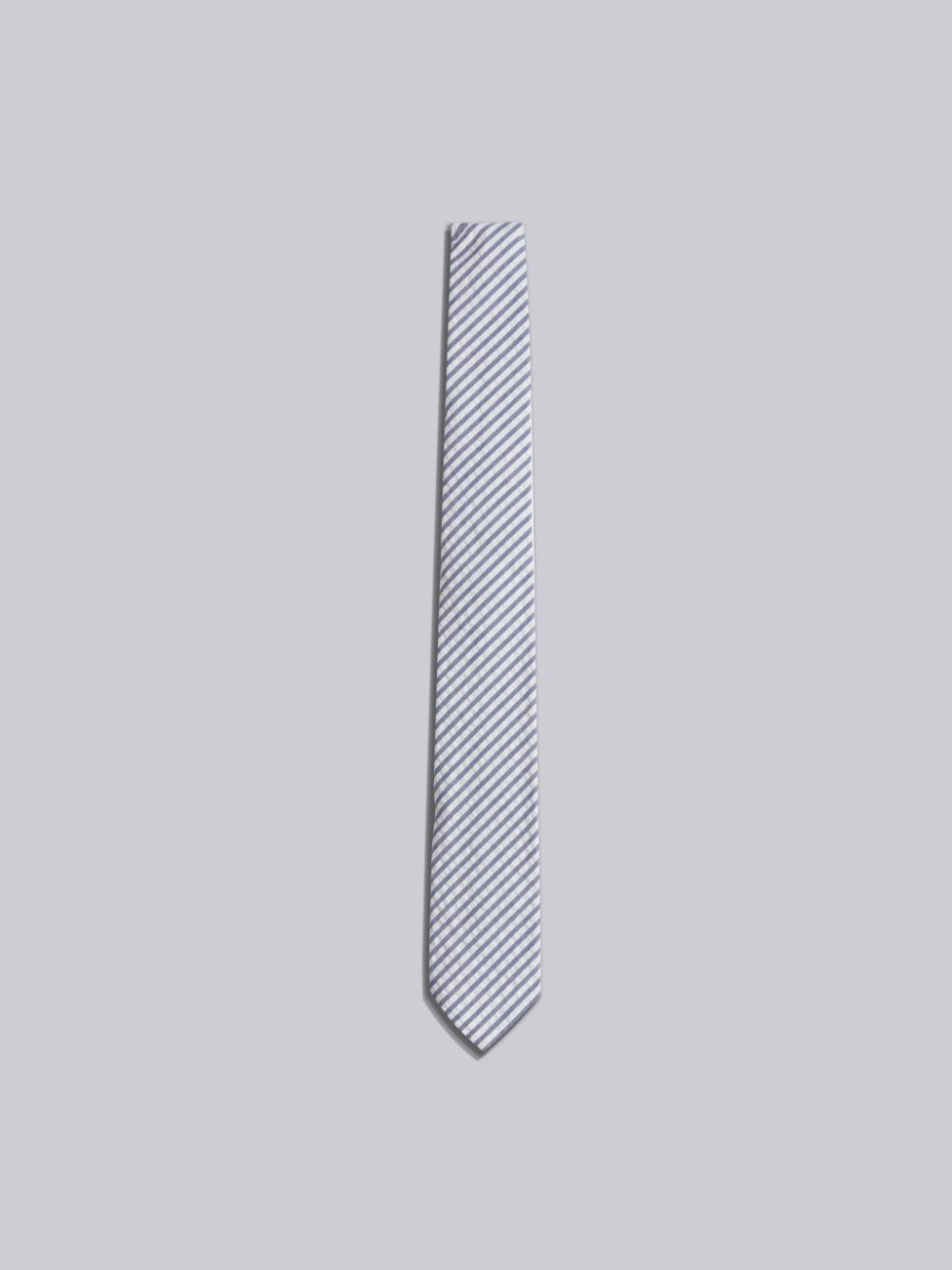 Thom Browne Navy Seersucker Classic Tie In 415 Navy