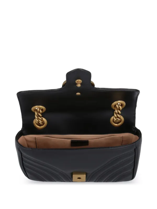 GUCCI GG Marmont Mini Shoulder Bag Black Leather