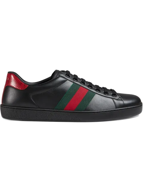 gucci stripe leather sneaker black