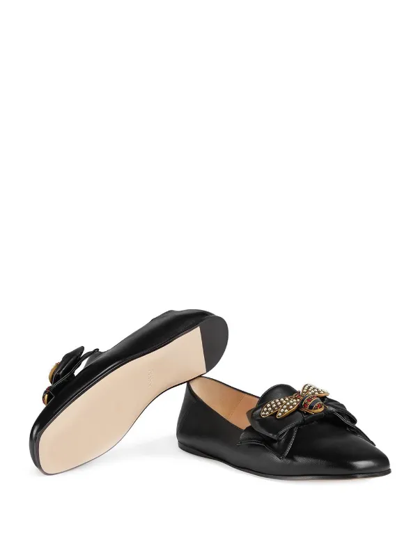 gucci leather ballet flat with bow
