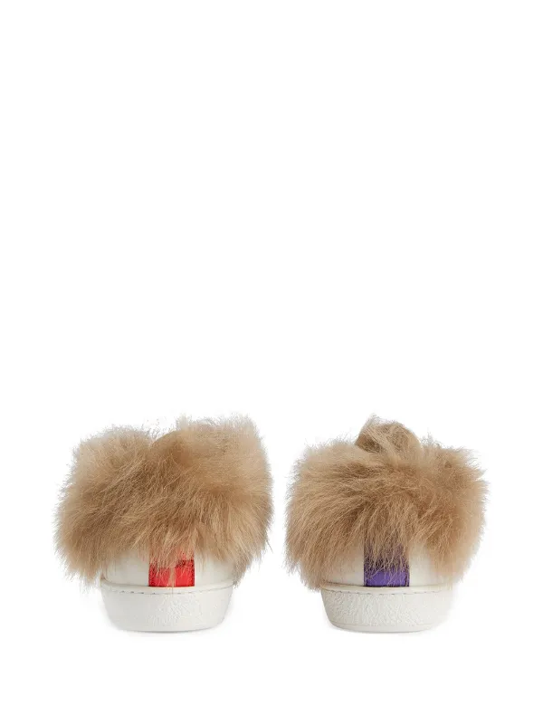 white gucci sneakers with fur