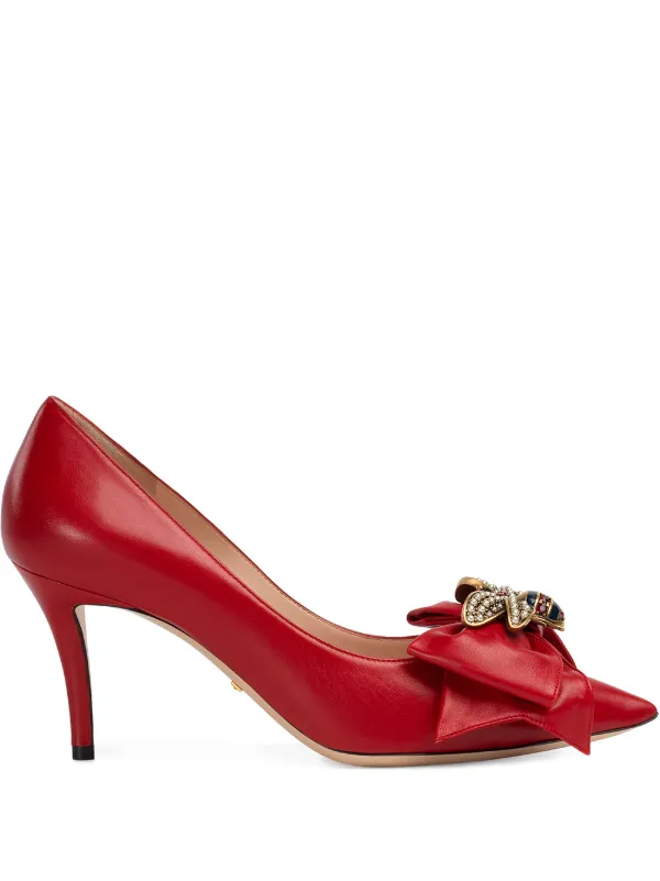 Gucci Leather Mid Heel Pump With Bow Farfetch - Gucci Leather Pump With Pearl Bow Gucci Leather Mid Heel Pump With Bow Farfetch - Gucci Leather Pump With Pearl Bow