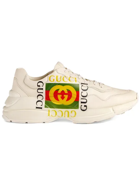 rhyton gucci print leather trainer