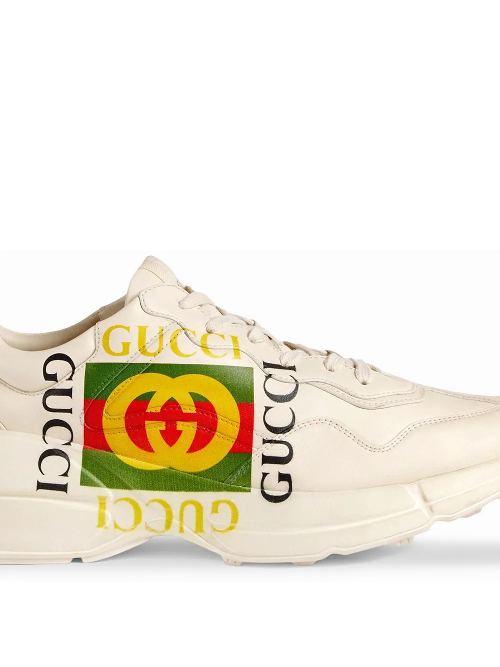 Rhyton gucci print hot sale leather sneaker