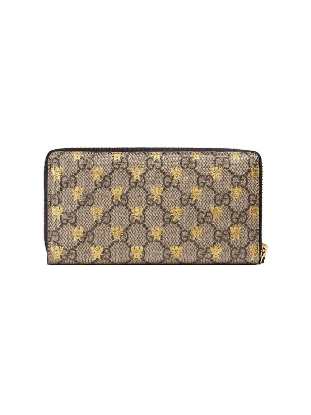 Gucci Gg Supreme Bees Zip Around Wallet Ss20 | Farfetch.com