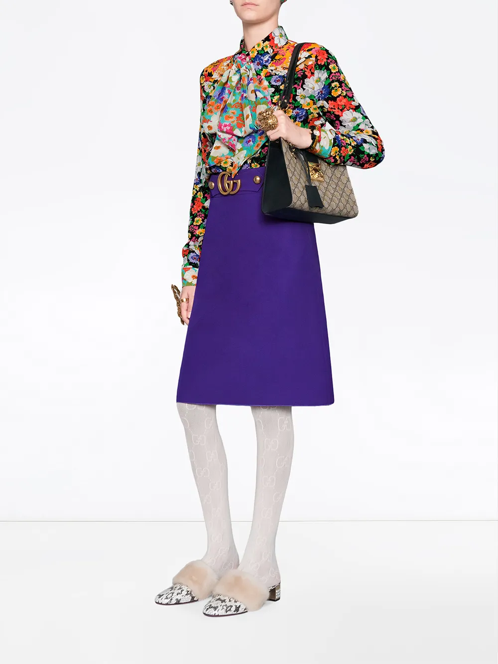 padlock small gg bees shoulder bag