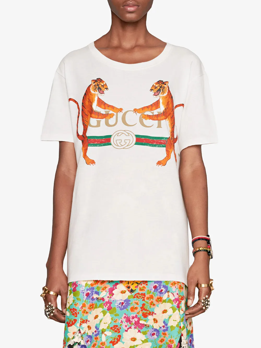 Gucci Gucci Tiger Logo Print T-shirt - Farfetch