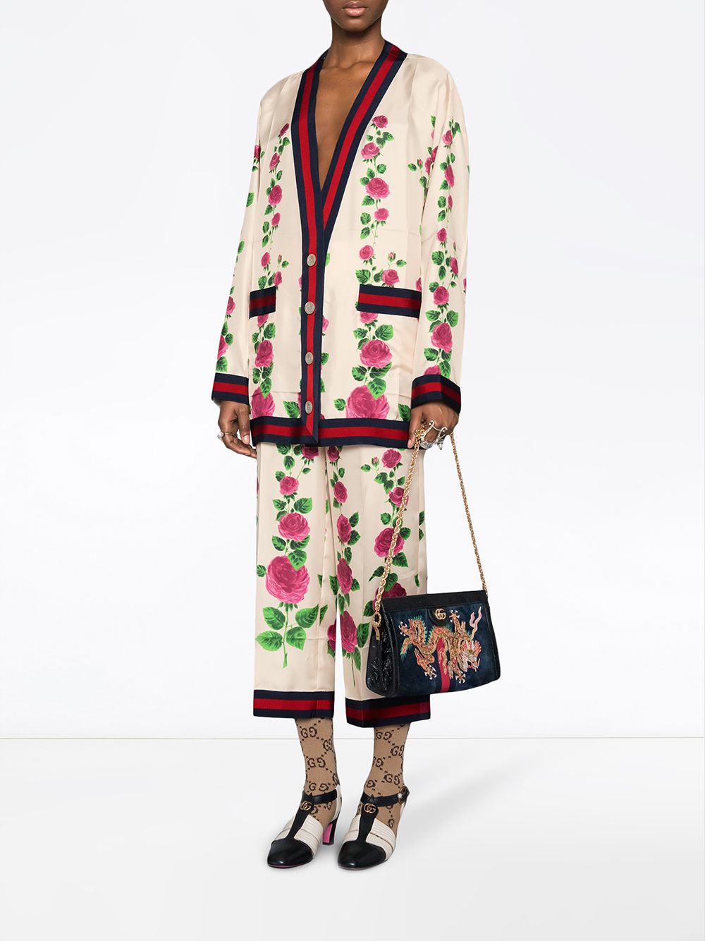 Gucci Rose Garden Print Silk Pajama Pants | Farfetch.com