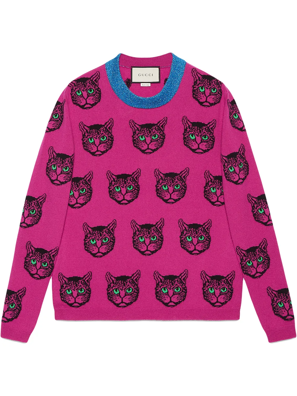 GUCCI GUCCI MYSTIC CAT WOOL CASHMERE KNIT SWEATER - PINK,503896X9P2612562602