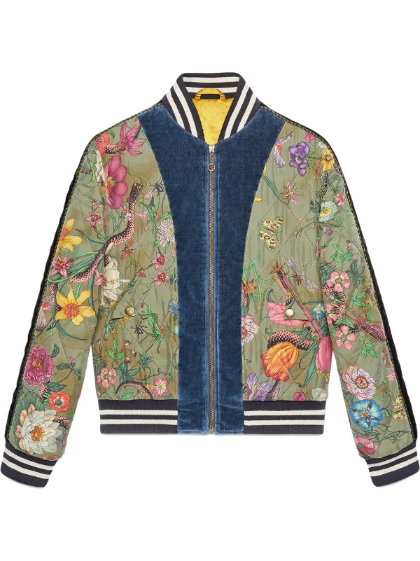 gucci flower velvet bomber jacket