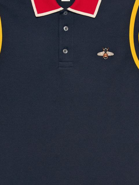 politi Fjernelse Omkostningsprocent Shop blue Gucci Cotton polo with bee with Express Delivery - Farfetch