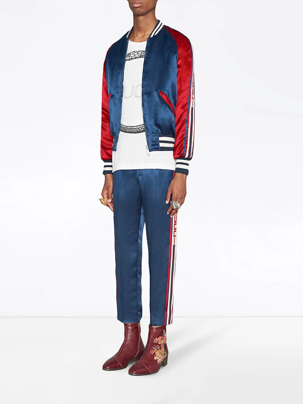 acetate bomber with gucci stripe