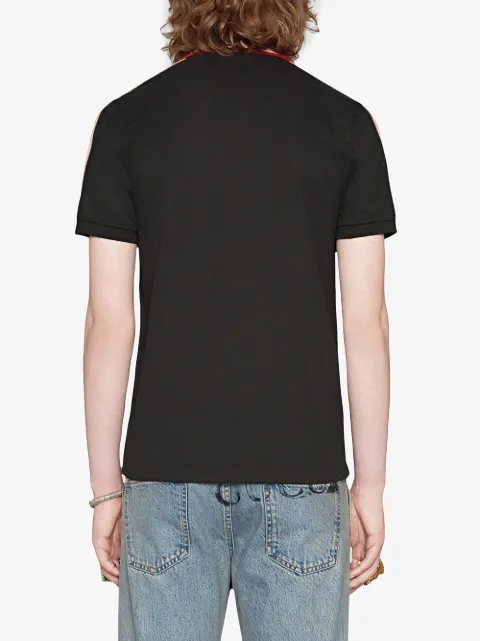 black gucci stripe polo shirt