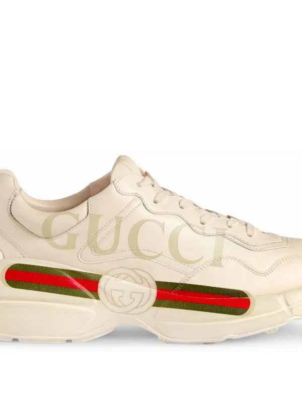 at tilføje enhed Citron Gucci Rhyton-logo Leather Sneakers - Farfetch