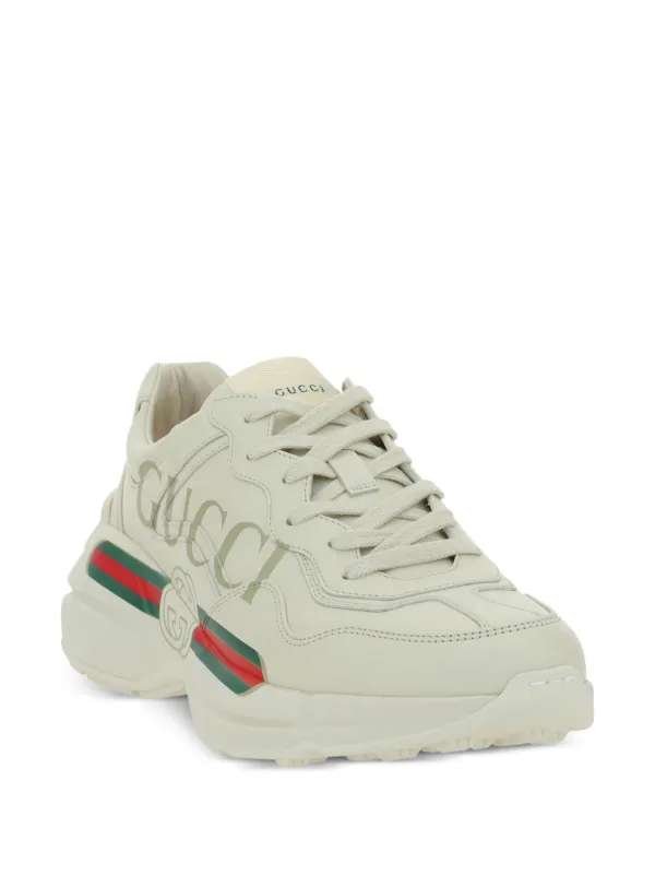 Gucci Rhyton logo print sneakers men Calf Leather Rubber Calf Leather 7.5 Neutrals