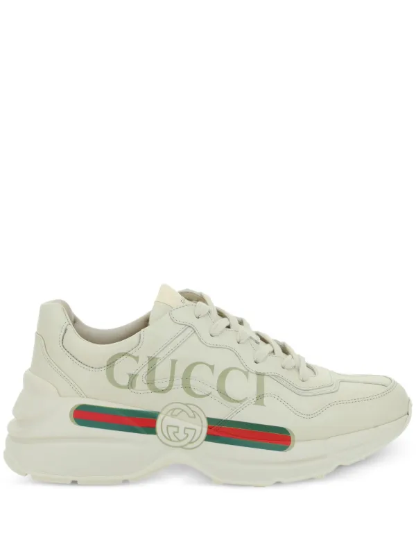 Gucci Rhyton logo print sneakers men Calf Leather Rubber Calf Leather 7.5 Neutrals