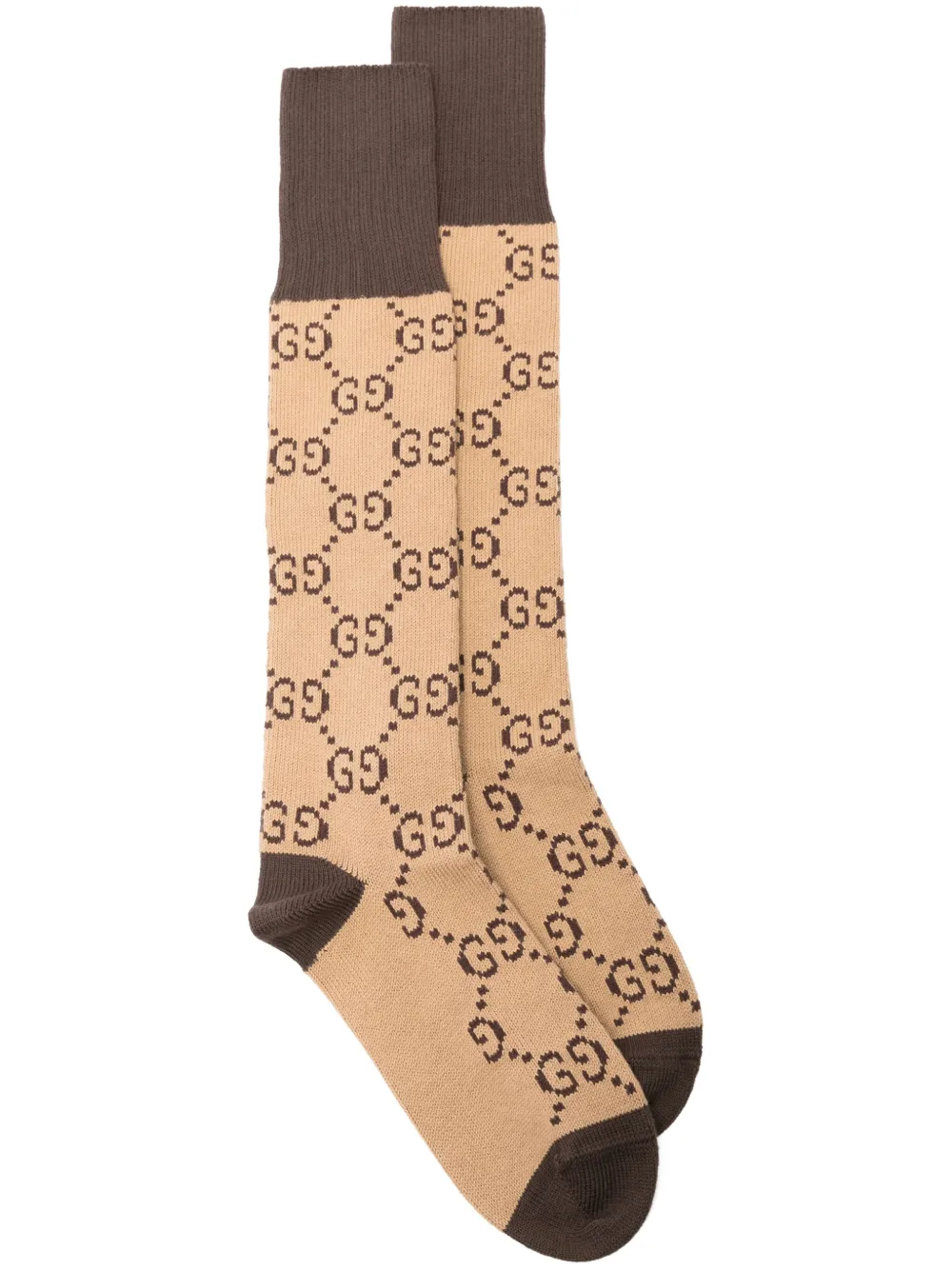 gucci chaussettes gg supreme en maille nervurée - tons neutres