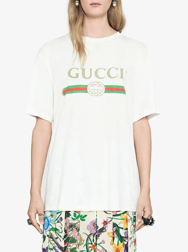 Gucci - Oversized Logo T-Shirt - Women - Cotton - XXS - White