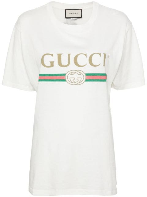 Gucci تيشيرت قطن بطبعة شعار الماركة