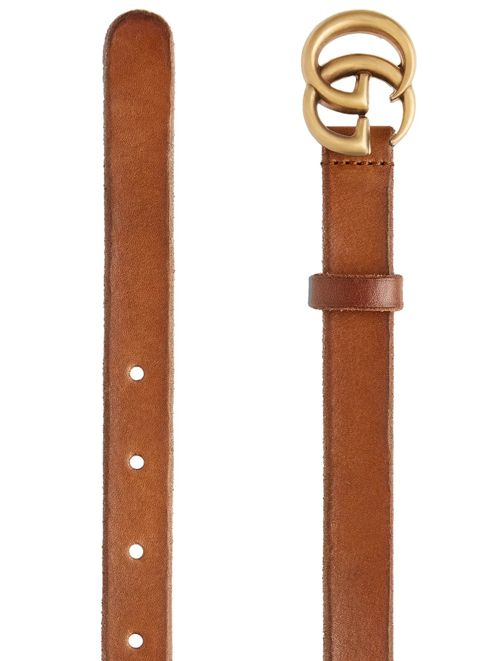 Wide Brown Leather Belt With Double G Buckle