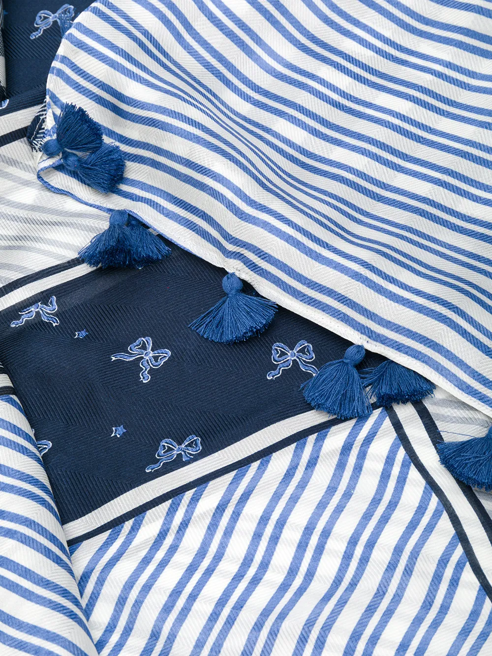 Weekend Max Mara tassel multi-print scarf Blauw