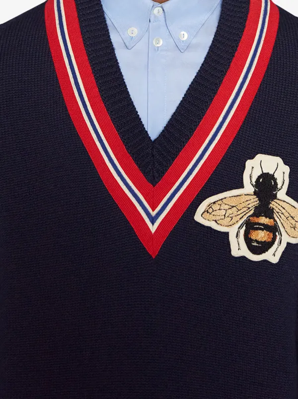 gucci wool sweater with bee appliqué