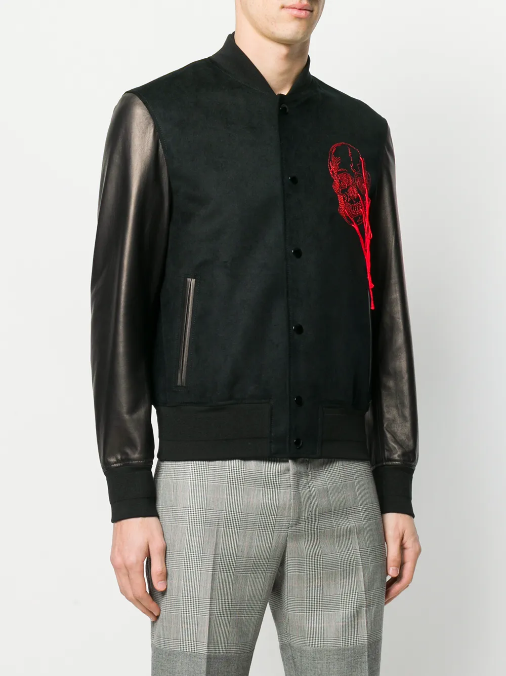  Alexander Mcqueen Bomberjacke Mit Totenkopf   Blau 