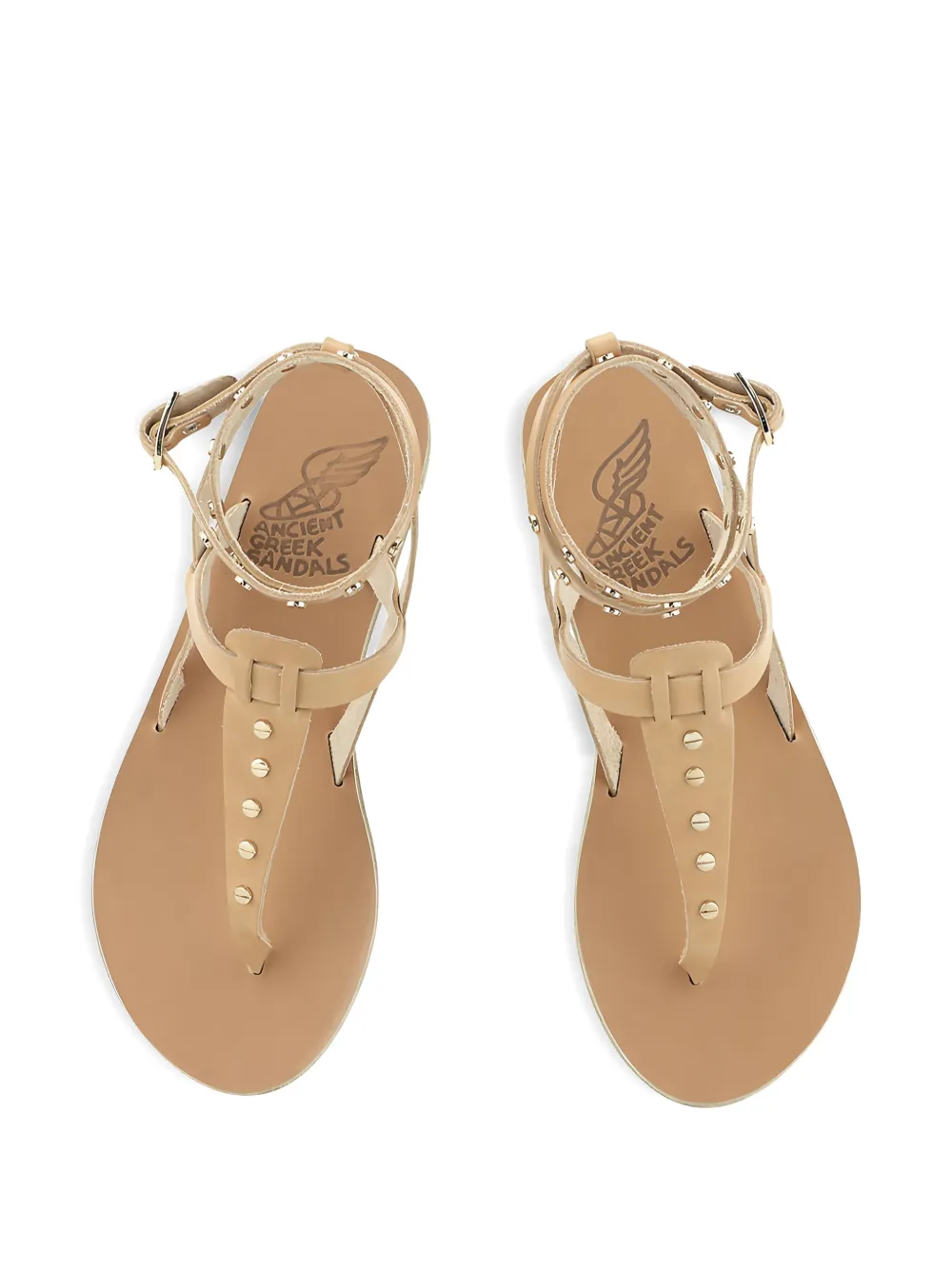 Ancient Greek Sandals studded T-bar sandals Beige