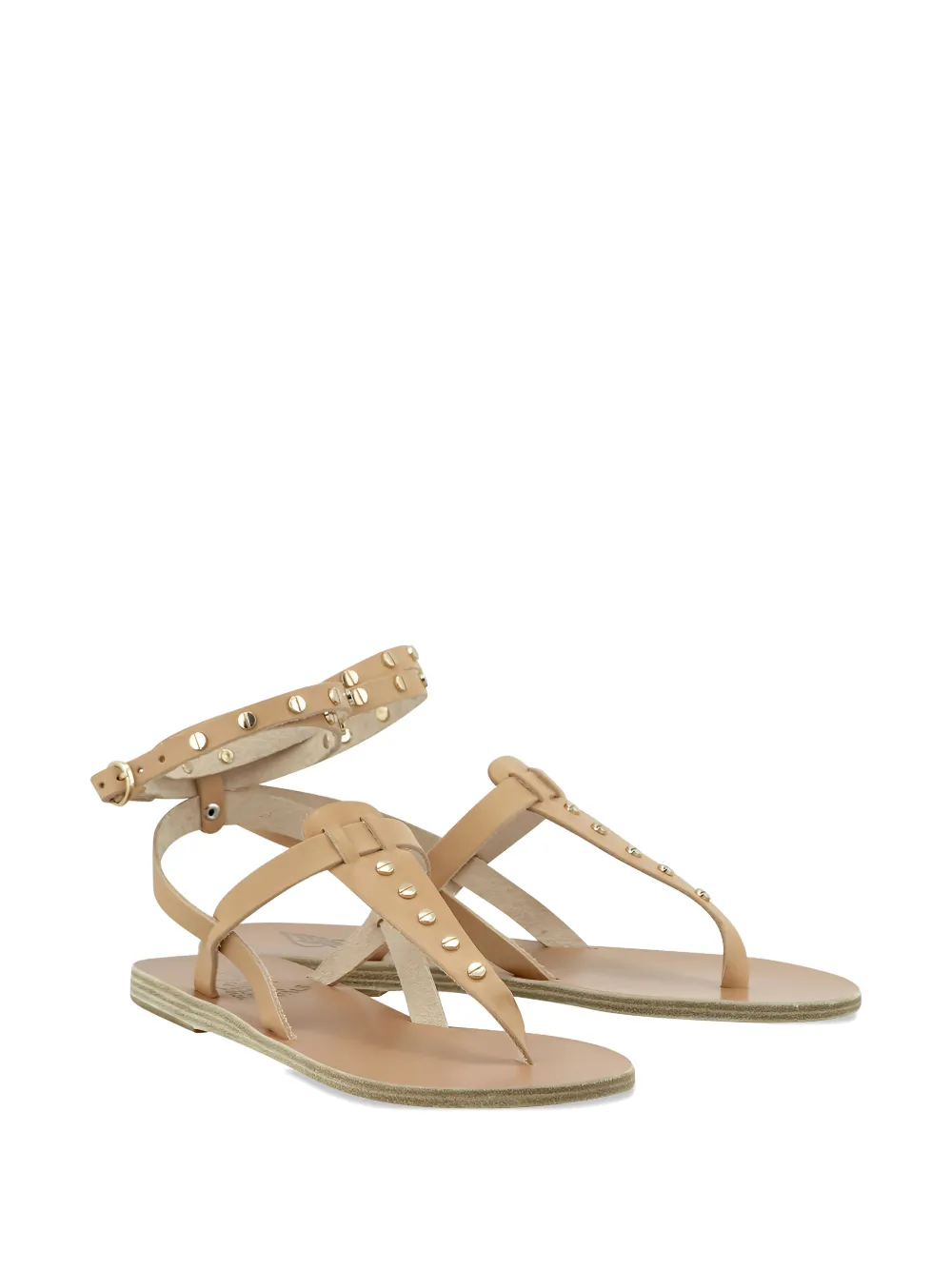 Ancient Greek Sandals studded T-bar sandals Beige