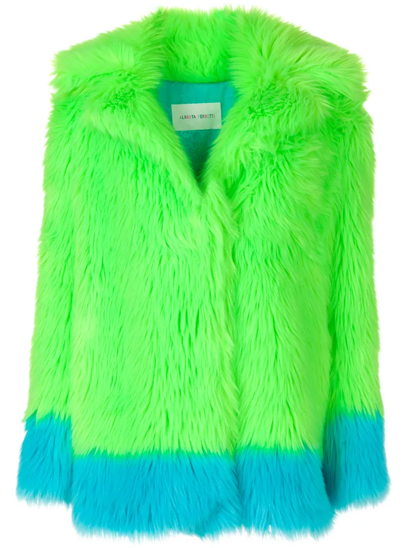 faux fur coat - women - Polyamide/Acrylic/Polyester/Cupro - 40, 42 - GREEN