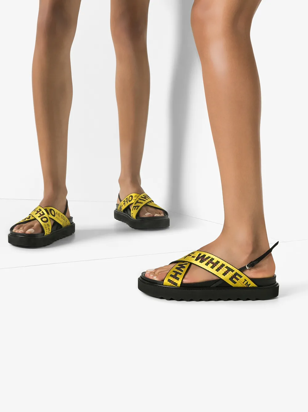 Off-White Black Industrial Belt Leather Sandals Zwart
