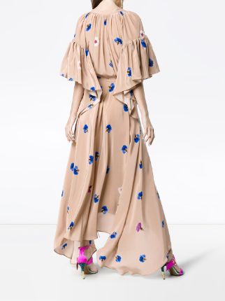 Silk Floral Apron Wrap Dress展示图
