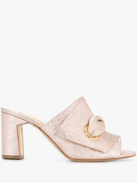 Rupert Sanderson metallic mid-heel mules