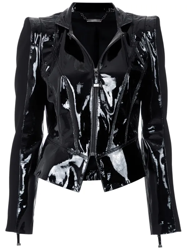 Black Tufi Duek Patent Leather Jacket For Women Farfetch Com Black Tufi Duek Patent Leather Jacket