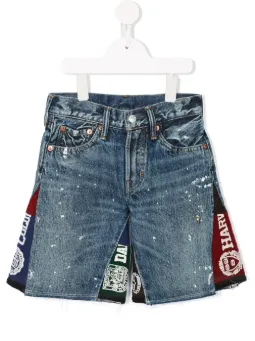 Shorts denim con design patchwork