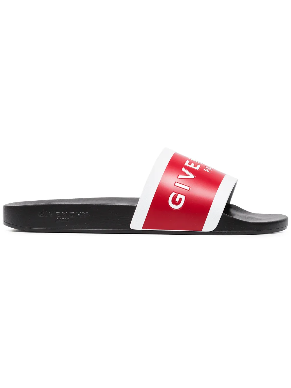 GIVENCHY RED LOGO RUBBER SLIDES, RED BLACK | ModeSens