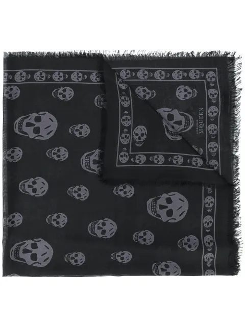 Alexander McQueen fringed skull print scarf